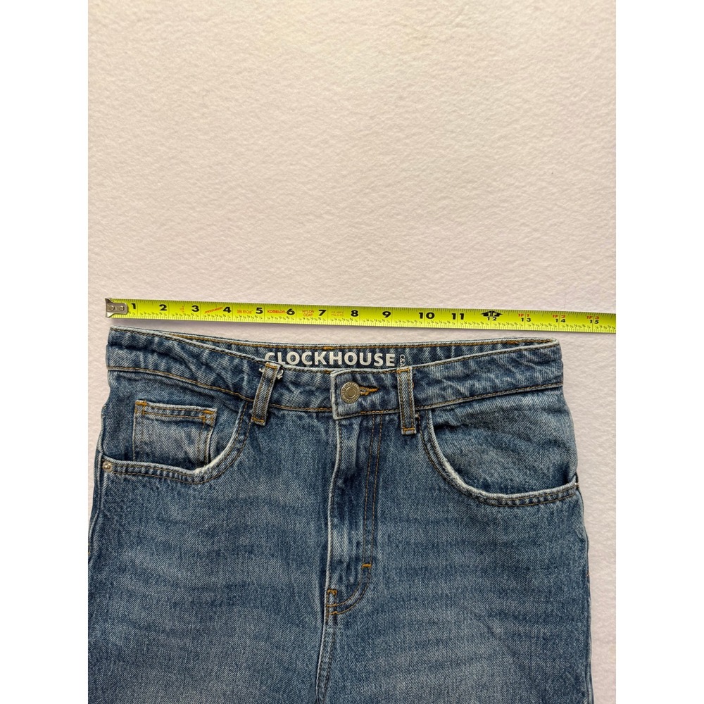 VTG 90s Clockhouse Two Tone Patchwork Baggy Skater Wide Leg Jeans 27 - Picture 5 of 7